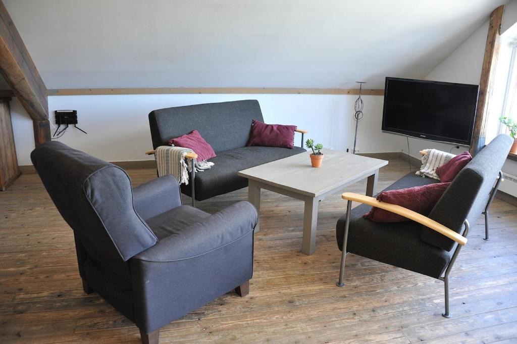 Sandefjord Apartment | Farmhouse living room with open solution 1 km from Torp Airport