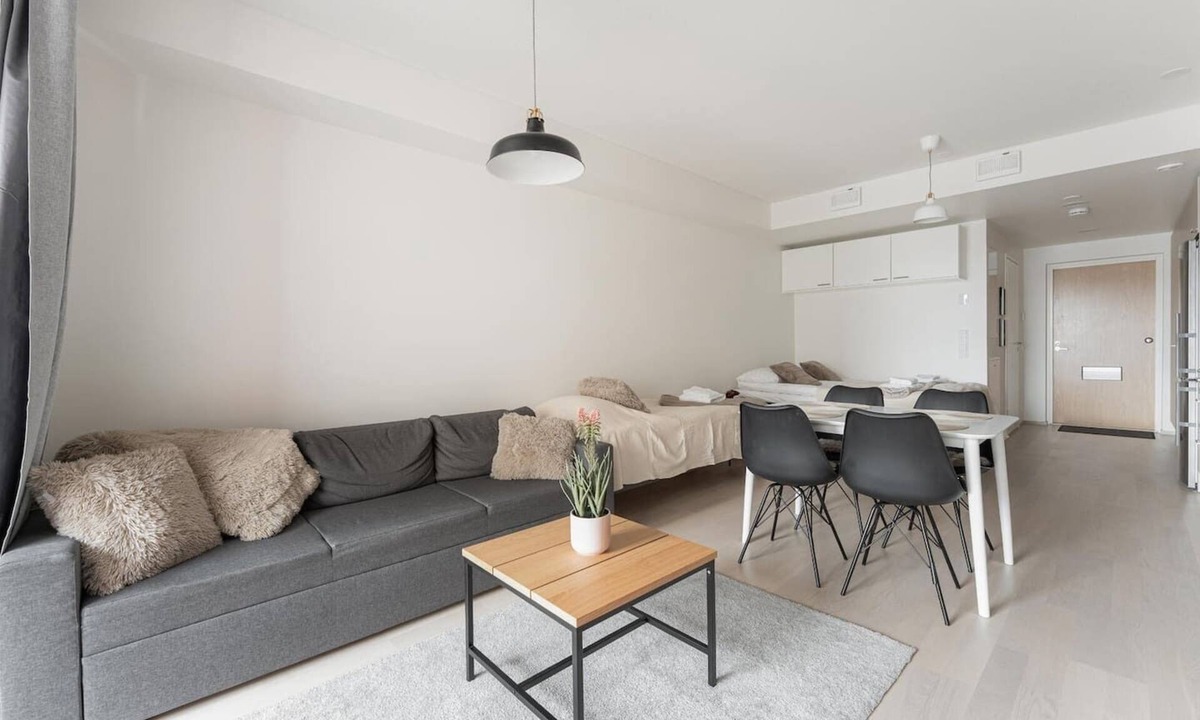 Tampere Condo | Modern studio with own glazed balcony for 3 people