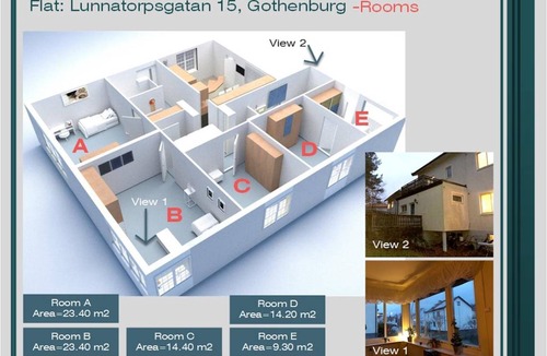 Orgryte-Harlanda Resort | 15 m² Private room ∙ 1 bedroom ∙ 5 guests