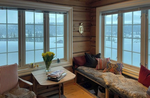 Al Municipality House | Log cabin with views of Lake Svansettjønni