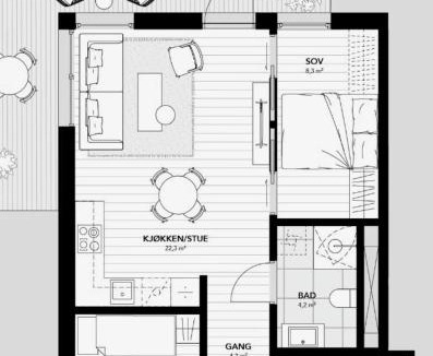 Trondheim Apartment | Ny stilren og praktisk leilighet