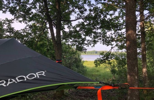Agunnaryd RV Rental | Tree-tent overlooking lake in private woodland
