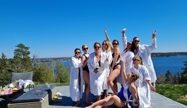 Archipelago villa, cabin & sauna jacuzzi with sea view, 30 minutes from Stockholm in Stockholm