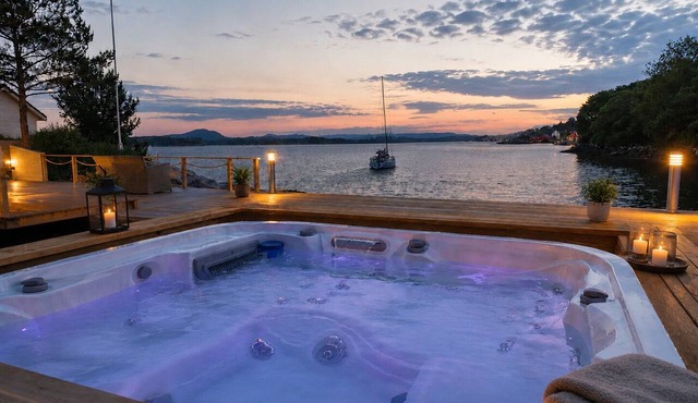 Big Waterfront Cabin - Sauna & Spa - Near Bergen - Sleeps 18