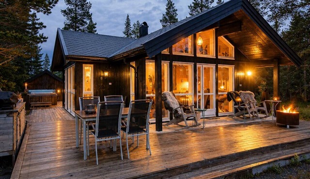 Cabin by Lake Innsvatnet – Jacuzzi, Boat & E-bikes in Vuku