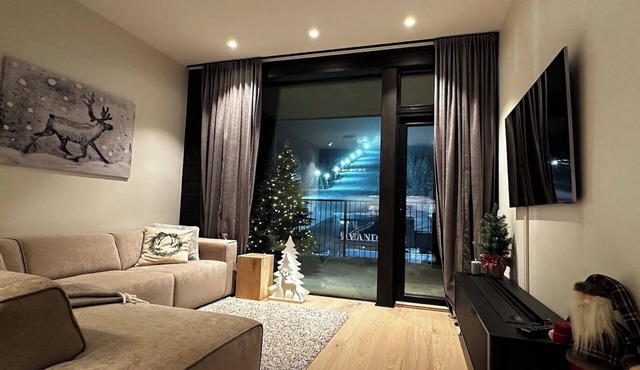 Cosy ski-in/ski-out retreat in Levi, West slopes, with sauna & mountain view
