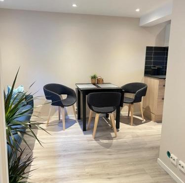 Free parking Apartment is located on a semi basement floor, with a warm floor