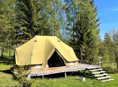 Glamping Double Tent, Lake View, Sauna and Canoes