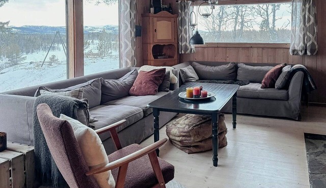 Handmade cabin by pond on Golsfjellet