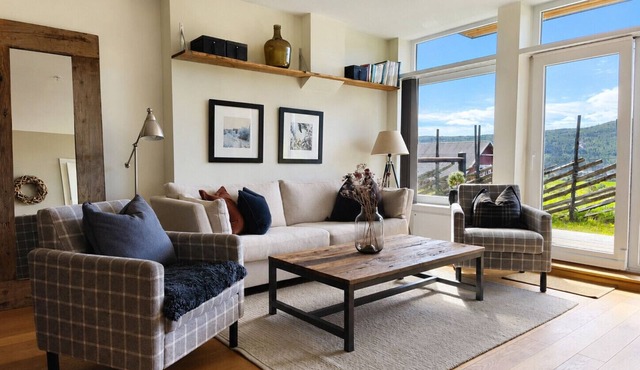 In the heart of magical Geilo – modern apartment with sunny terrace and views