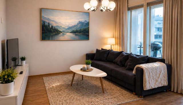 Modern 2BR near OYS hospital, sauna & free parking