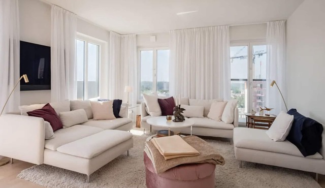 Modern apartment with a large terrace and an outdoor spa in Nacka