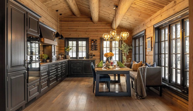 Modern log cabin with hot tub and sauna