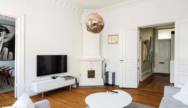 Modern Ostermalm Apartment Balcony 4m Ceilings