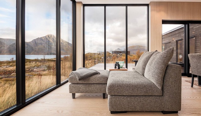 New lodge at seaside, near Henningsvær Lofoten