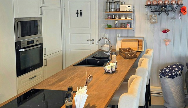 Renovated cottage with starry sky on Hellesøy