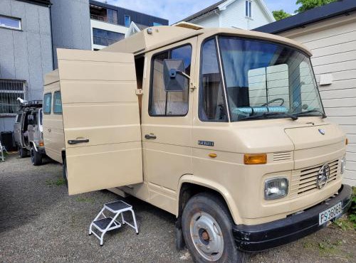 Sleep inside a classic camper van, in central Svolvær, close to public showers and toilets