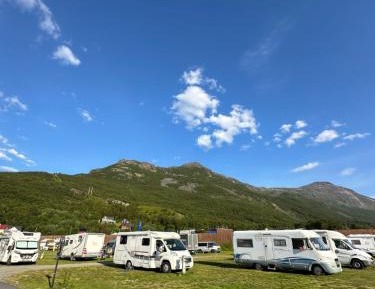 Empty parking spot with electricity for camping van 