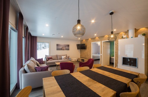 Sonka Cottage | Modern Villa Lumikko with outdoor hot tub.