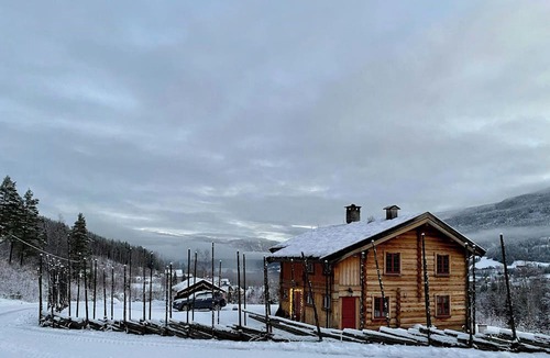 Atra House | Cabin with wooden interior by Lake Tinnsjøen