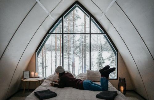 Hankasalmi Ski Chalet | Private Lakefront Dome Cabin Sauna & Breakfast Lumous