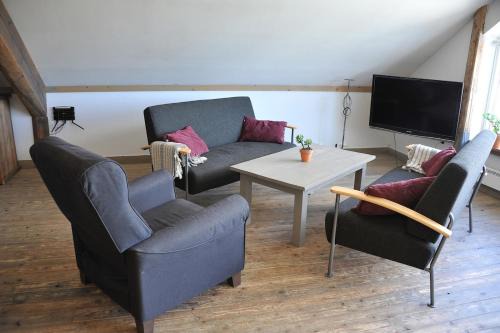 Farmhouse living room with open solution 1 km from Torp Airport in Sandefjord